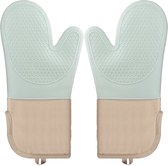 Relaxdays 4X Gants Pour Le Four Silicone, Thermorésistant, Maniques De Grillade Antidérapants, Doublure Intérieure Coton, Noir