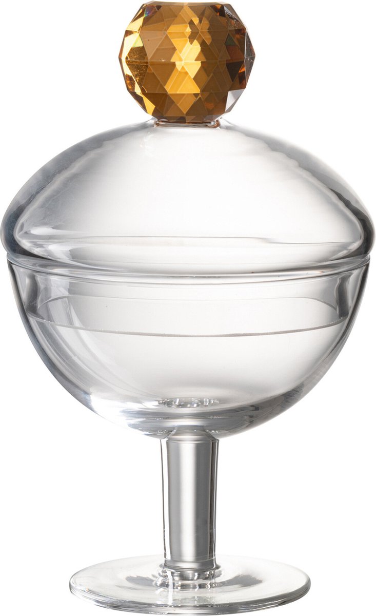 J-Line voorraadpot Diamant - kristalglas - roze/transparant - small