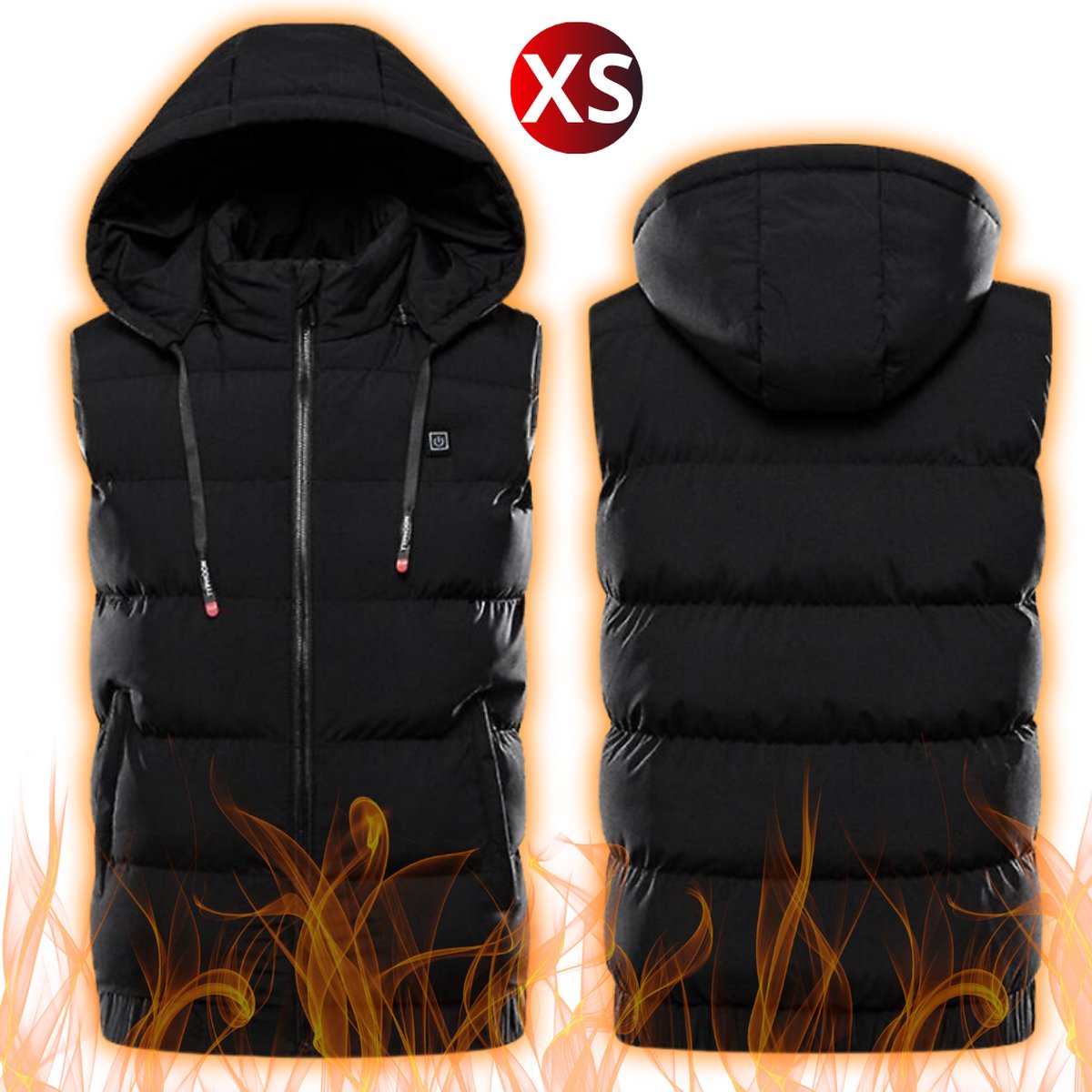 Bovista Verwarmde Bodywarmer Heated Vest Elektrische Bodywarmer Rits Capuchon Water Afstotend Oplaadbaar Zwart