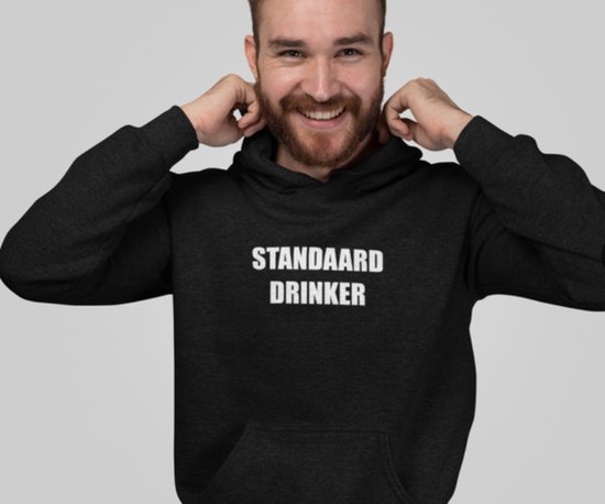 Foto: Heren hoodie standaard drinker maat l zwarte heren hoodie cadeau tip 