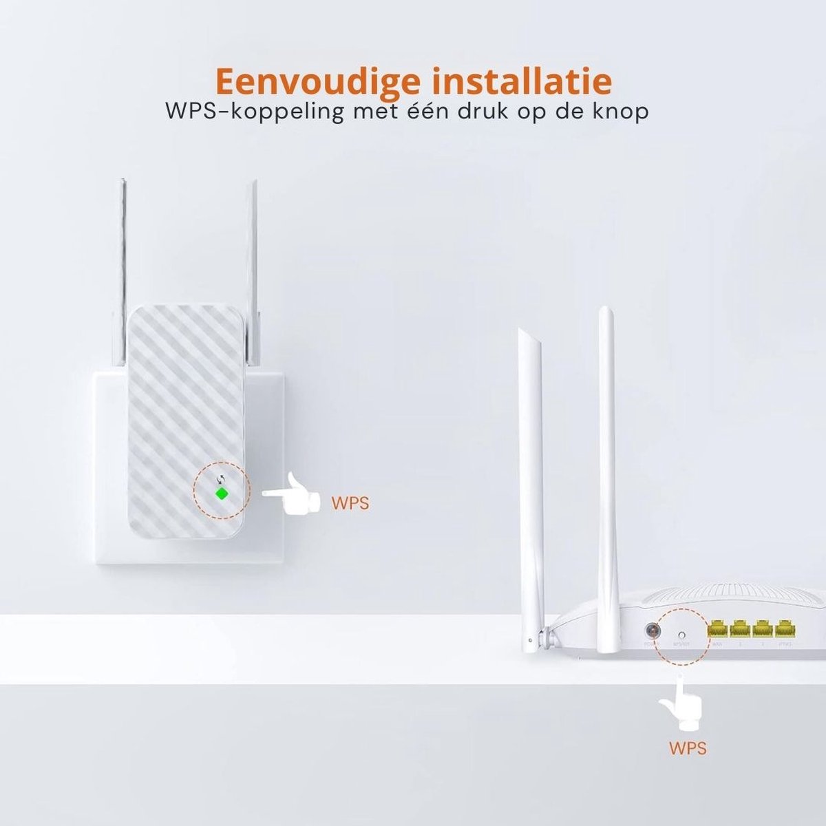 Afbeelding 2 van Wifi Versterker Stopcontact - Wifi Stopcontact 300 Mbit/s - Wifi Repeater Met 2 x 3dBi externe antennes - Internet Booster - Wifi Extender