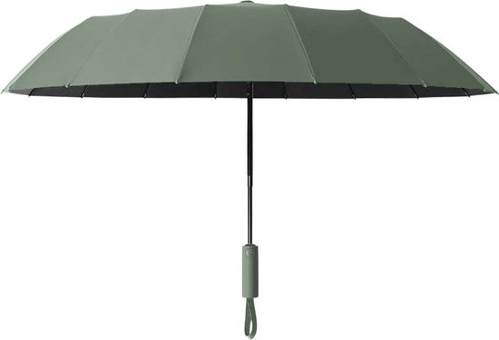 Parablu Parapluie Pliant Coupe-Vent à 16 baleines, Grand Parapluie Pliant à Ouverture Automatique, Coupe-Vent, Parasol UV, Vert foncé