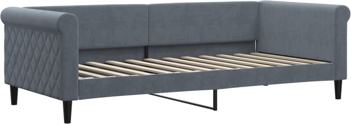 vidaXL Slaapbank - 90x200 - cm - fluweel - donkergrijs
