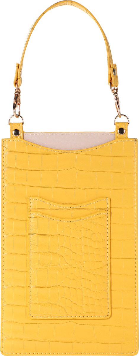 Stravo Kleine Telefoontas Mobiele Telefoon Portemonnee Portemonnee met Creditcardvakken voor Vrouwen - Stone 3# - Geel - Meisjes Mini Handtas Steen Getextureerde Leren Telefoontas voor iPhone/Samsung/Huawei/Google/etc Telefoon binnen 7 Inch