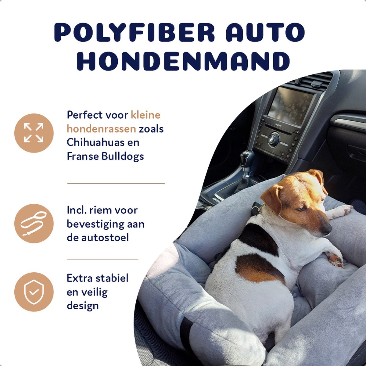 Pet Perfect Autostoel Hond met Gordel - Hondenmand Auto – Honden Autostoel -Automand Hond - Hondenstoel - Grijs – foto 2