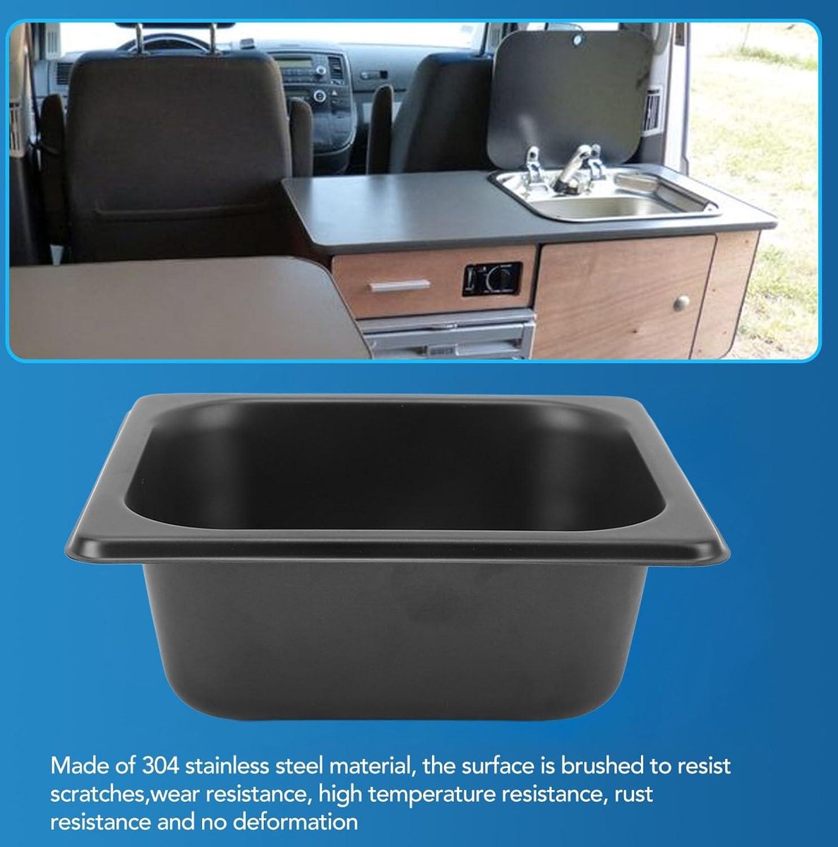 Thetford Linear Bowl RVS spoelbak met glasplaat Thetford Linear Bowl RVS spoelbak met glasplaat
