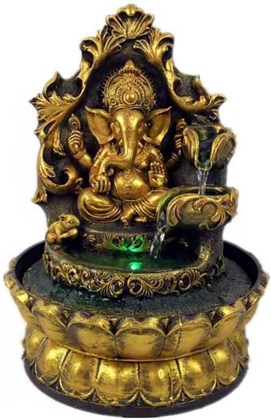 Ganesha Statue Tabletop Fountain - Zen Water Feature With Rolling Ball For Home Decor
