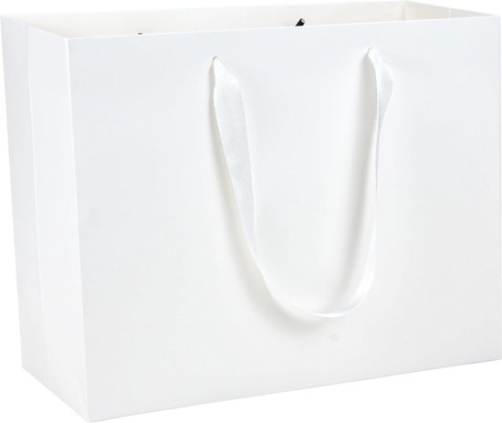 HUAPRINT Weiße Geschenktüten, 12 Stück, 33x12,7x25,4 Cm, Mit Bandgriffen – Für Einzelhandel, Hochzeit, Merch