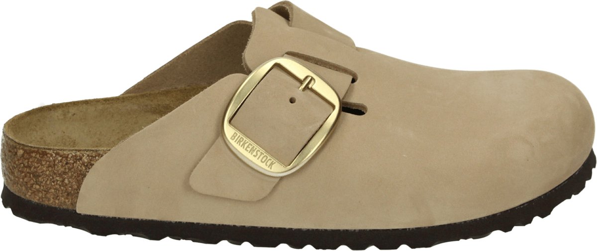 Birkenstock BOSTON BIG BUCKLE NUBUK Dames slippers Beige