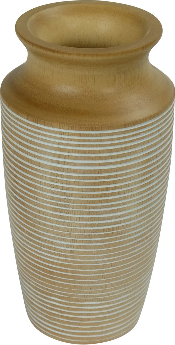 Fine Asianliving Japandi Vaas Mangohout Handgemaakt Wit D9xH21cm