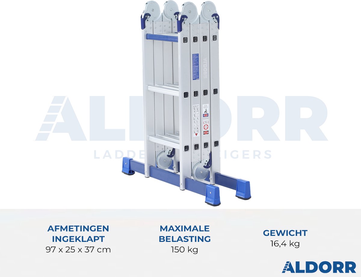 ALDORR Home - Vouwladder Aluminium 4 x 3 treden zonder Platform - 3,50 meter – foto 4