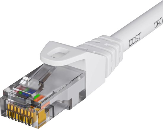 Qost - Câble internet CAT6 - CCA / UTP - 10 Gbps / 250 MHz - Connecteurs RJ45 - Câble patch / Câble réseau - 50 Mètres - Wit