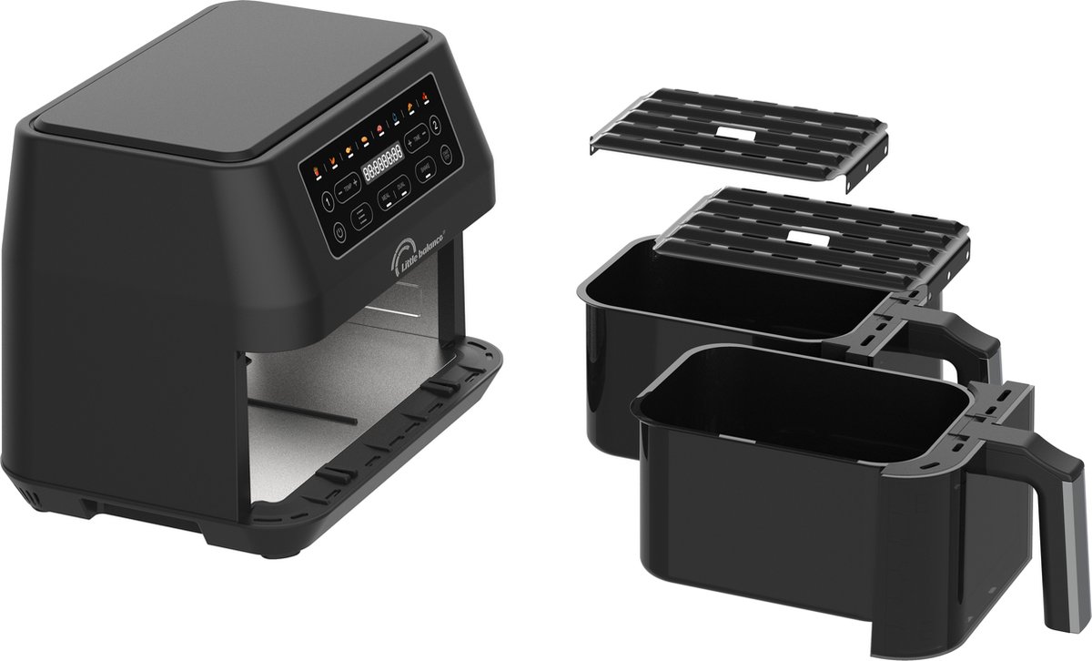 Afbeelding 2 van Little Balance 8765 - dubbele Airfryer - 2 x 4.5 liter inhoud - 2460 Watt - 8 programma's - PFAS vrij