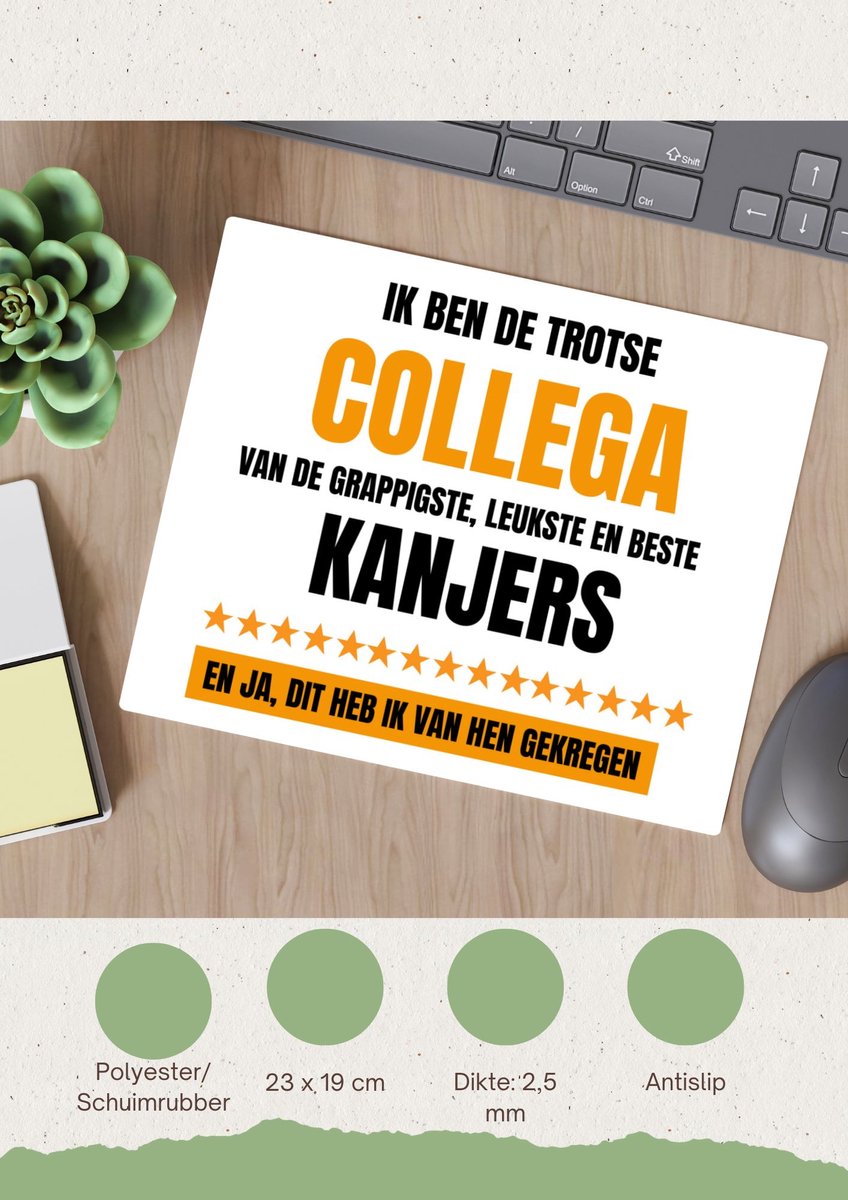 Akyol - trotse collega Muismat - Collega - een collega - werk - afscheidscadeau - verjaardagscadeau - kado - 23 bij 19 cm