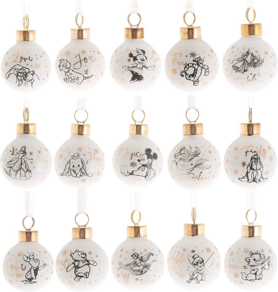 Disney Set met 15 Kleine Kerstballen