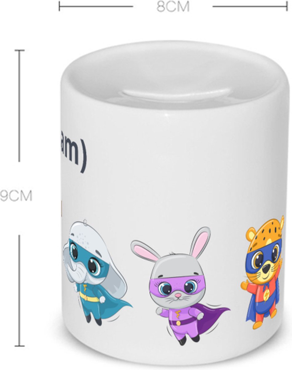 Akyol - dieren superhelden met eigen naam Spaarpot - Superhelden - kinderen - leuke cadeau voor iemand die van houdt van superhelden - verjaardagscadeau - kado - gift - 350 ML inhoud