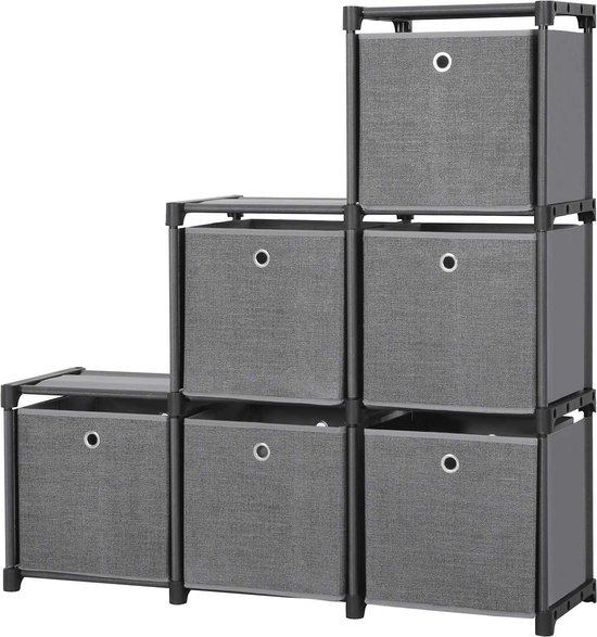 YRHome Étagère Modulable DIY – Armoire Cube Avec Portes – 6 Boîtes + Penderie – 105x35x140cm – Montage Sans Vis