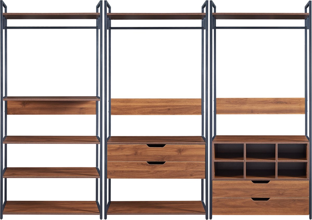 Kledingkast Larem open kast set van 3 totale lengte 252 cm set 3 [en.casa]