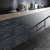 Vierkante tegelstickers, decoratief, geruit, voor badkamer en keuken, marmer mozaïekmotief, waterdicht, zelfklevend, 3D-decoratie (zwart marmer, 48 stuks)