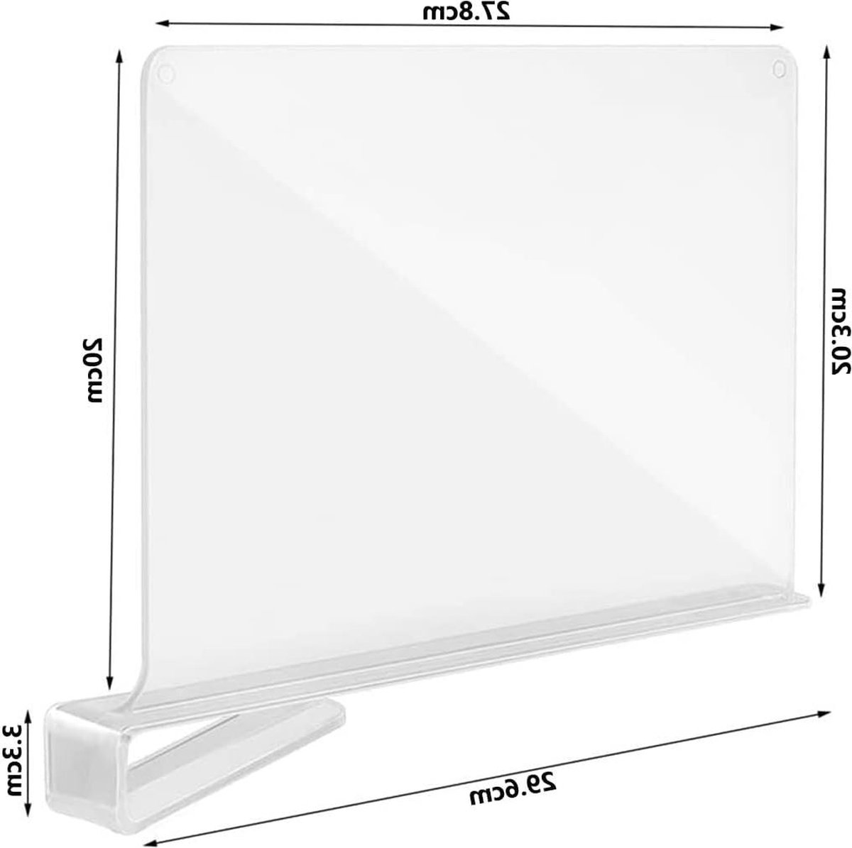Plankverdeler acryl scheidingswand rek systeem - voor boekenkast, kledingkast, hangrekken