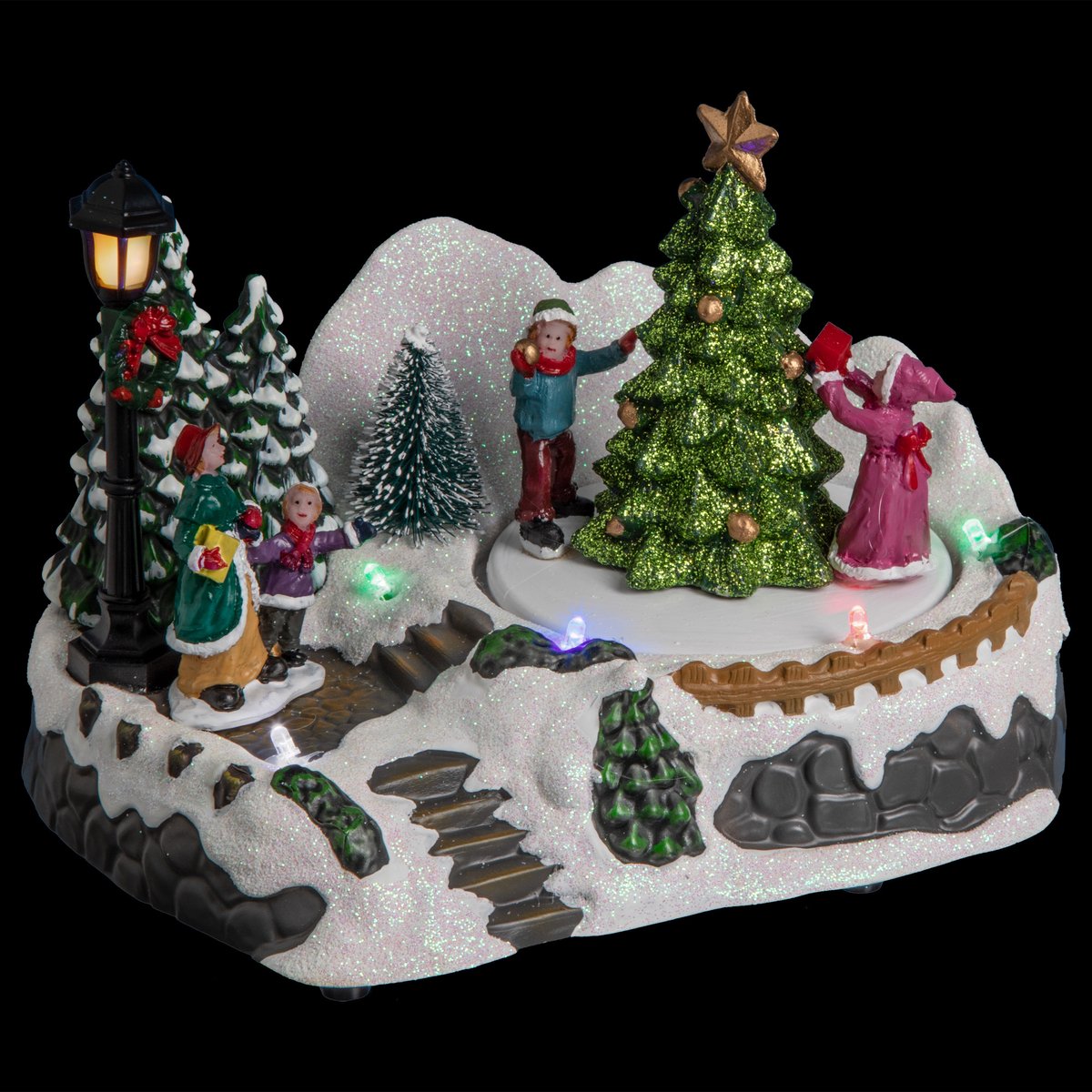 Feeric Lights & Christmas - Kerstdorp kerst tafereel - met beweging - led verlichting - 18 cm – foto 2