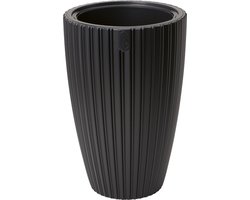 Form Plastic Plantenpot/bloempot Mika - kunststof - zwart - D30 x H48 cm - met binnenpot - rond