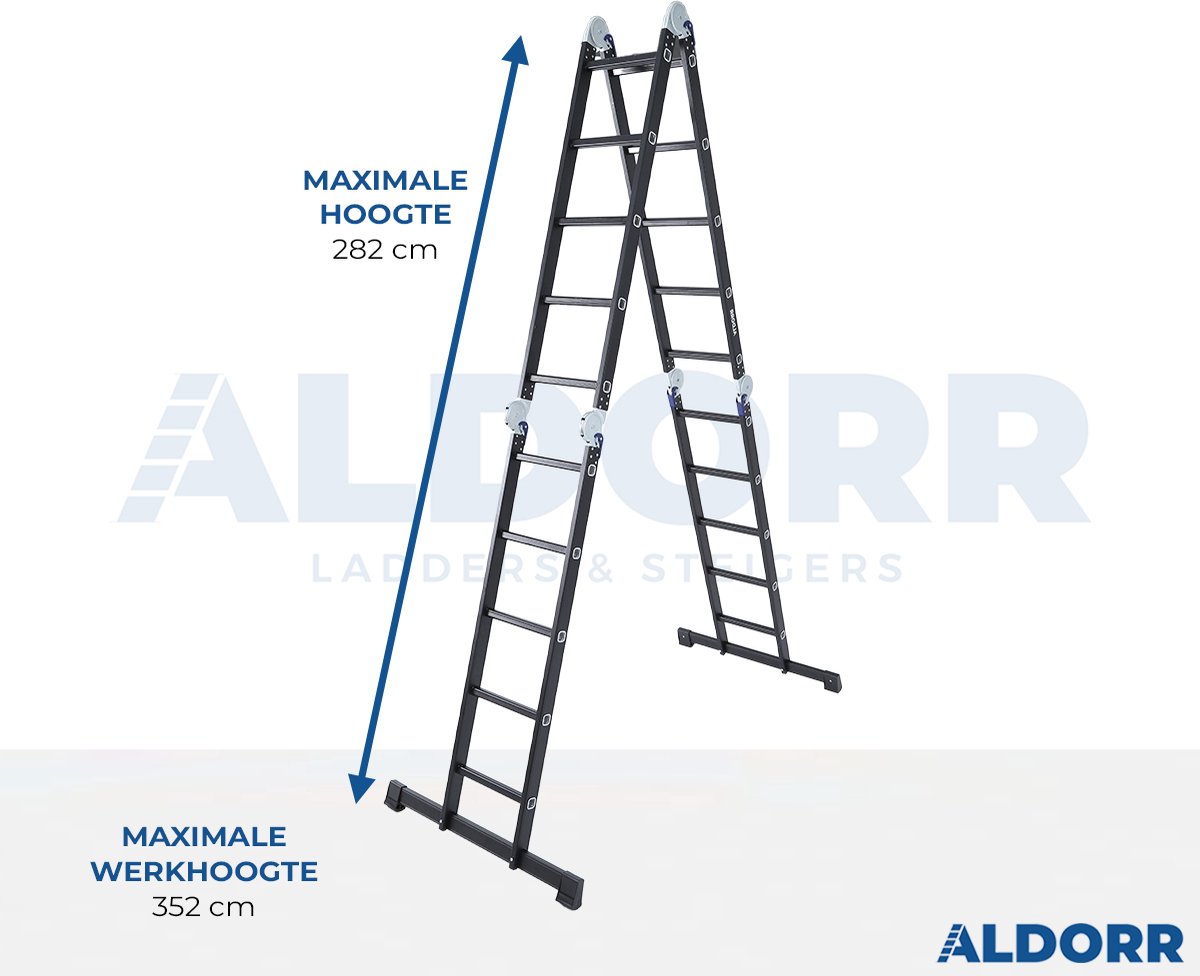 ALDORR Professional - Vouwladder 4 x 5 treden zonder platform - Aluminium – 2,80 meter – foto 5