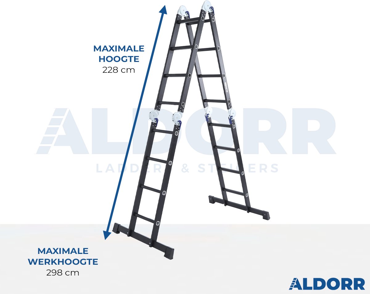 ALDORR Professional - Vouwladder 4 x 4 treden zonder platform - Aluminium - 4,60 meter – foto 2