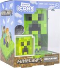 Verpakking van de Minecraft Creeper Icon Light lamp met afbeeldingen van Minecraft-personages Steve en Alex.