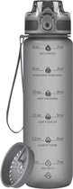 Bol.com BOTC Waterfles - 1000ml - BPA vrij - Tritan - Waterfles met tijdmarkering - Zwart aanbieding