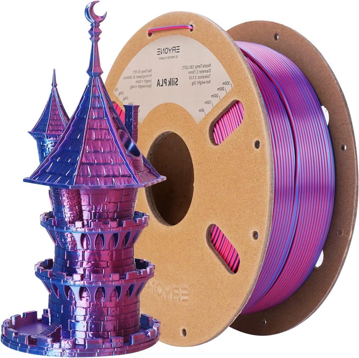 Tweekleurig zijde rood-blauw Dual PLA-filament 175mm 3D-printer 1kg +/-002mm