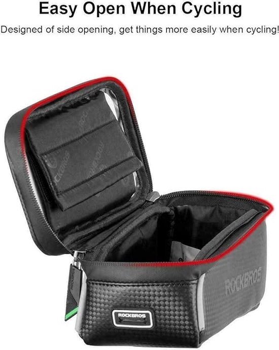 Fiets Frametas - Telefoonhouder Fiets - Touchscreen Waterdicht Fietstas Frame - Smartphones tot 6.5 Inch - Zwart van Merkloos — afbeelding 3