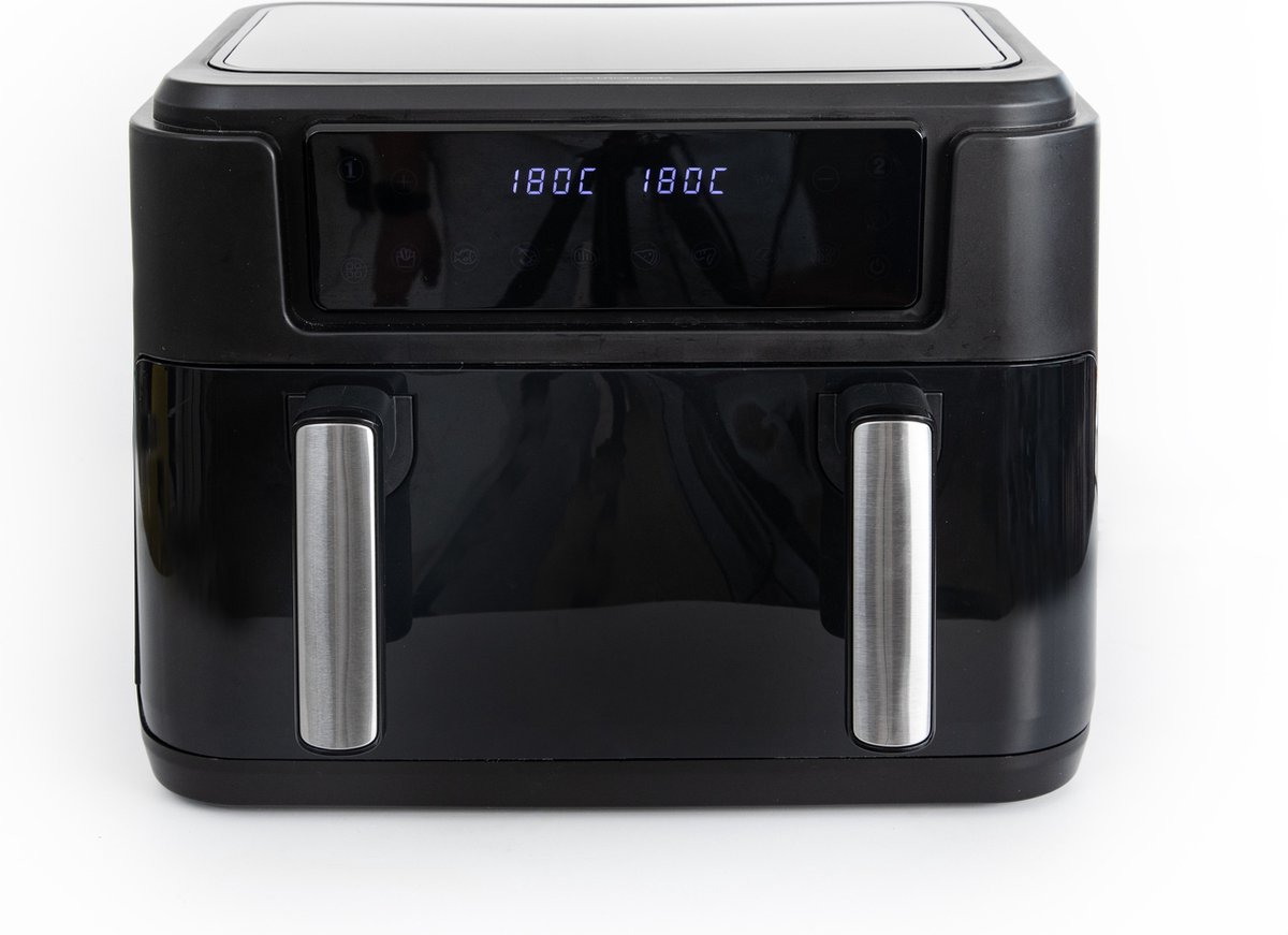 Gastronoma Airfryer - Heteluchtfriteuse 10L - 10 programma's - 2 Dual zones afzonderlijk bakken - PFAS vrij - Incl. accessoires - 18290008 - Zwart