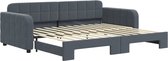 vidaXL - Slaapbank - met - onderschuifbed - 90x200 - cm - fluweel - donkergrijs