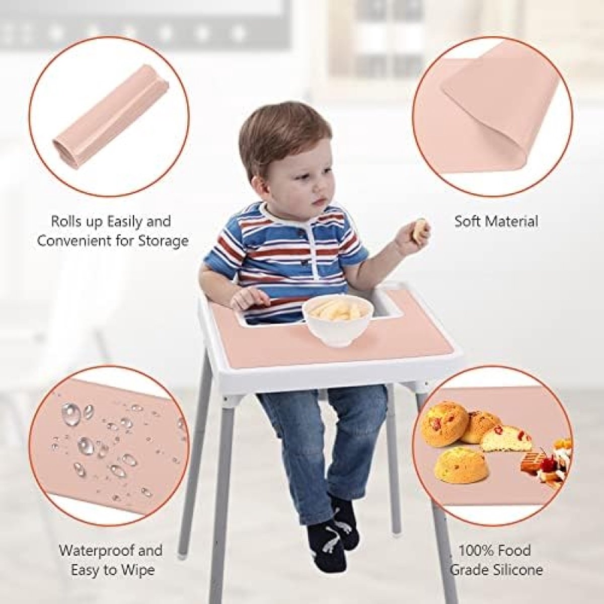 Napperon Silicone Antidérapant Pour Chaise Haute IKEA Antilop – Tapis Table Bébé Facile à Nettoyer