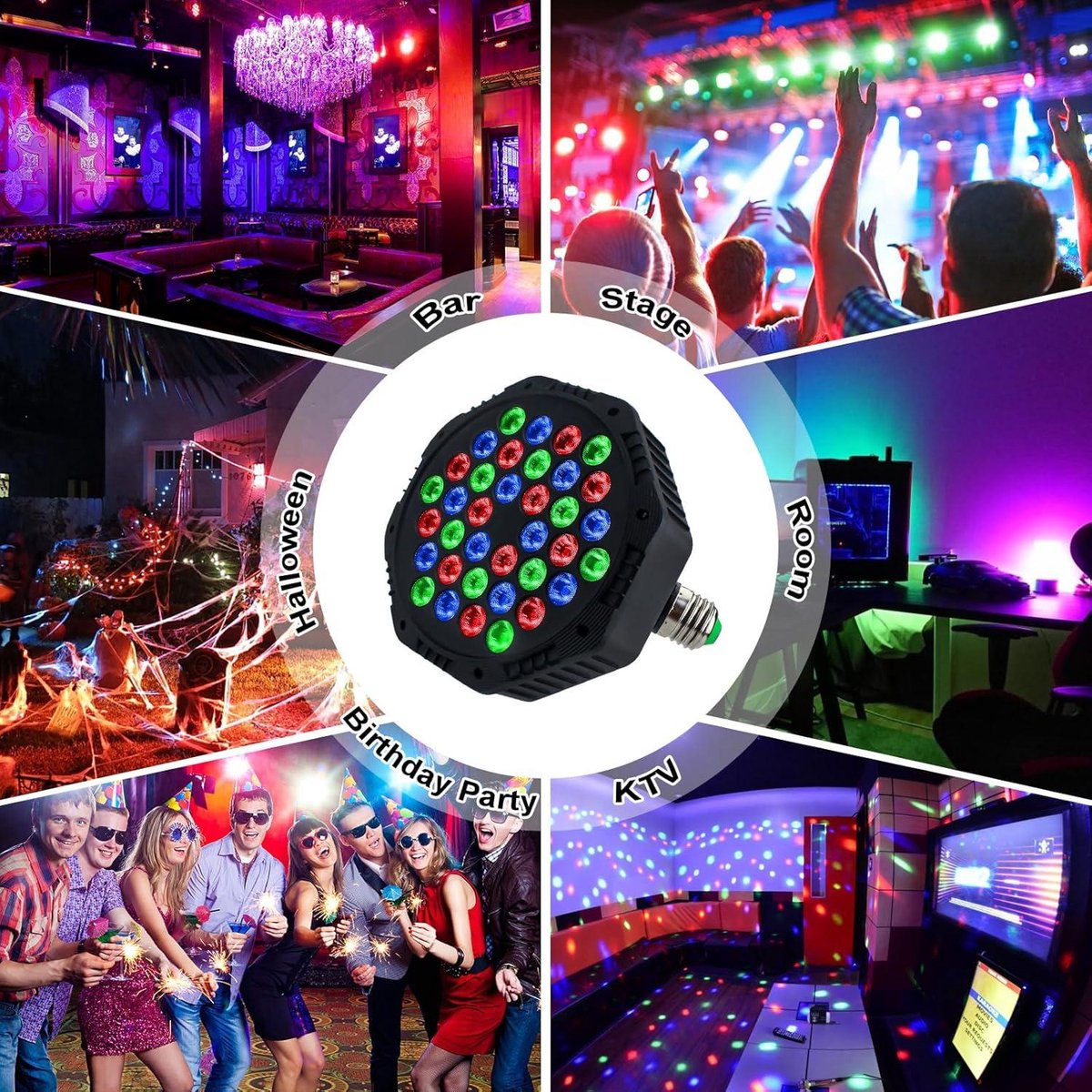 Led-podiumverlichting, 36 leds, discolicht, partylicht, RGB met afstandsbediening, podiumverlichting, 7 verlichtingsmodi voor KTV DJ Bar Party Bruiloft Halloween Kerstmis (2 Led-podiumverlichting, 36 leds, discolicht, partylicht, RGB met afstandsbediening, podiumverlichting, 7 verlichtingsmodi voor KTV DJ Bar Party Bruiloft Halloween Kerstmis (2