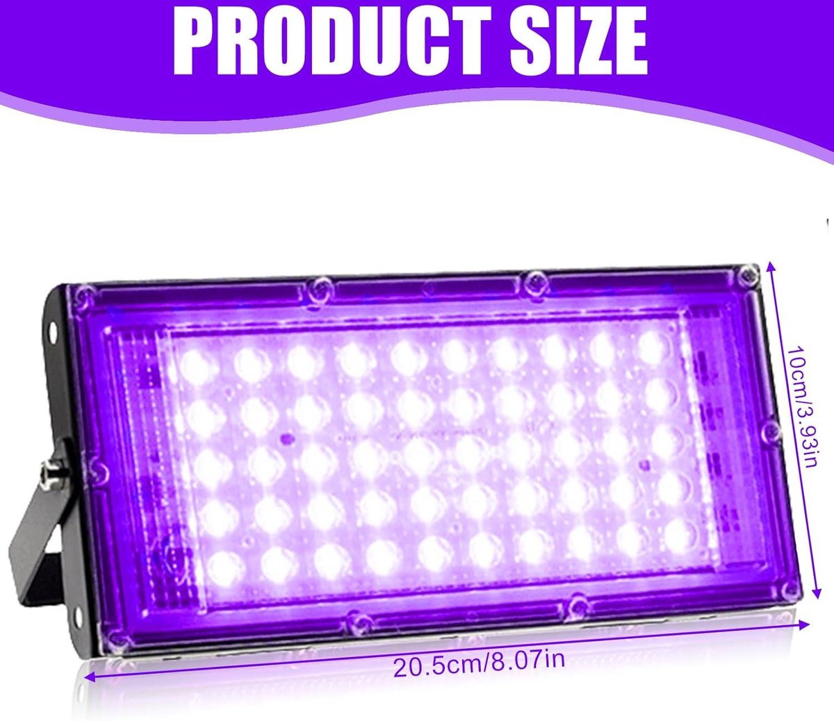 Led-blacklight-schijnwerper, 2 x 50 W, blacklight lamp met stekker, IP66 waterdicht, blacklight, 50 lampkralen, blacklight, uv-lamp voor disco, glow party, Halloween-decoratie, podiumverlichting