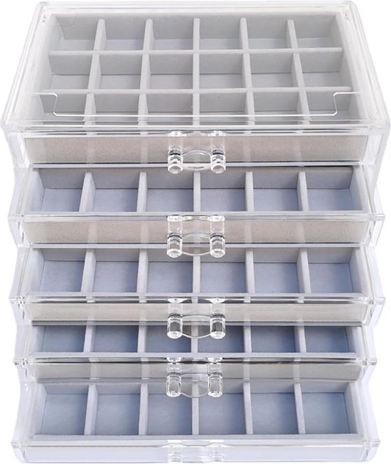 Earring Storage Organizer - 5 Tier Jewelry Box with 90 Small ...