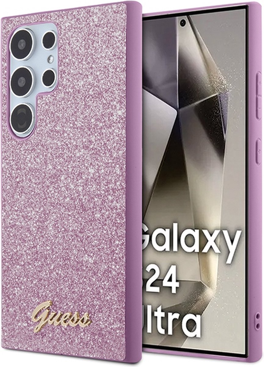 Guess Glitter Back Case - Samsung Galaxy S24 Ultra (S926) - Paars