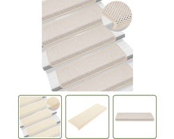 vidaXL Antislip - Trapmatten - Trapmatten zelfklevend 15 st sisal-look 65x21x4 cm crèmekleurig - Sisal Look - Vloerbedekking - Trappen Bekleden