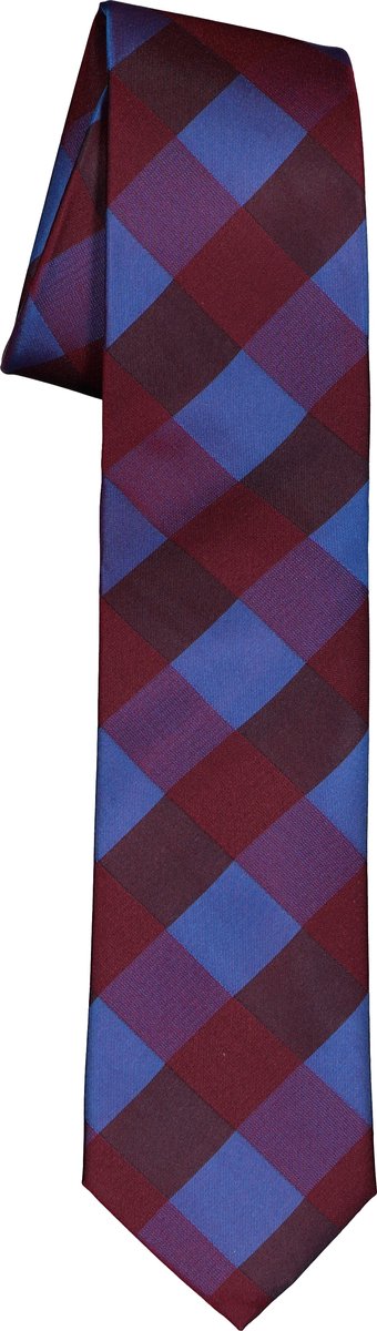 Pelucio stropdas - blauw met bordeaux geruit