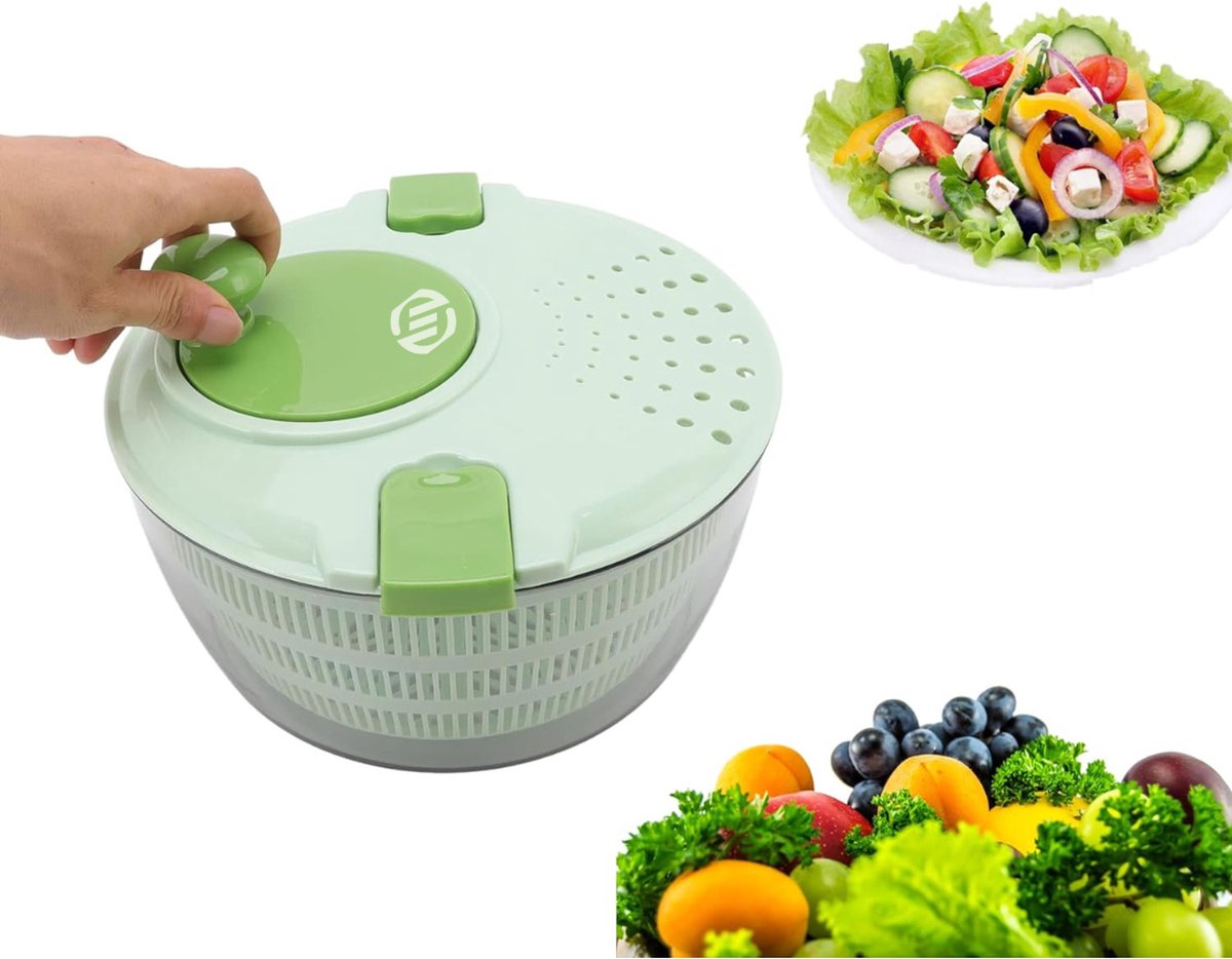 Equivera Slazwierder- Salad spinner - Slacentrifuge - Saladspinner - Sla Centrifuge - Saladecentrifuge - Sladroger - Must Have Voor In De Keuken