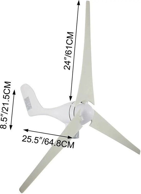 Windmolen Generator - Stroomgenerator - Windturbine - Windmolen - Windenergie - 400W - Wit
