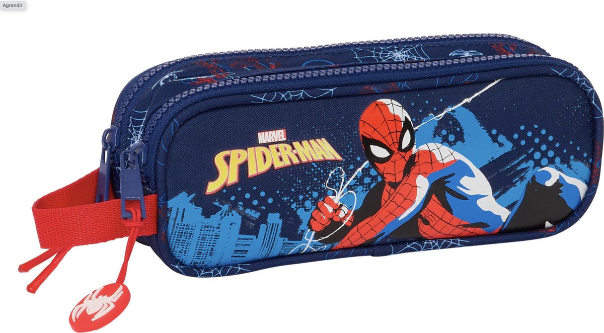 Pennenetui met 2 vakken Spider-Man Neon Marineblauw 21 x 8 x 6 cm