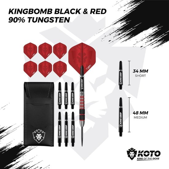 Kingbomb Black & Red 90% Tungsten Darts - Dartpijlen van KOTO van KOTO — afbeelding 2