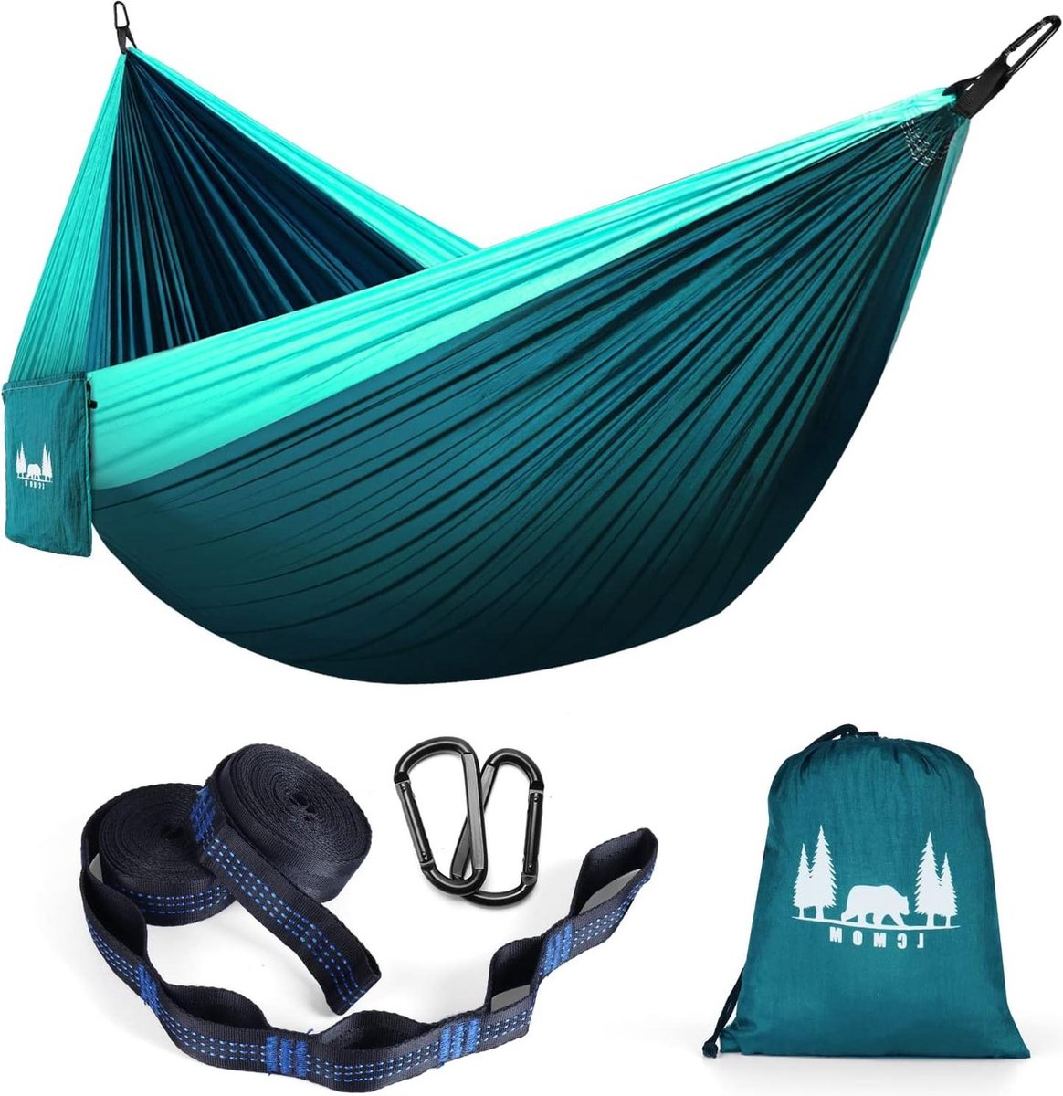 Buiten hangmat 300 x 200 cm reishangmat voor 2 personen camping hangmat parachutezijde belastbaar tot 300 kg blauw