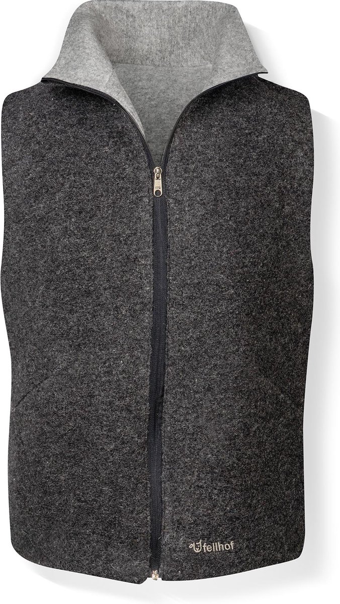 Fellhof bodywarmer wolvilt 2 zijdig /48 licht-/donkergrijs