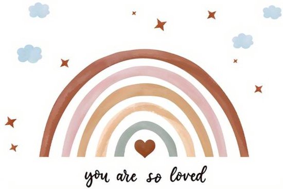 Muursticker Chambre d'enfant - Chambre de bébé - Arc-en-ciel - Tu es tellement aimé - Rainbow - 70x46cm - Garçon - Fille - PVC autocollant