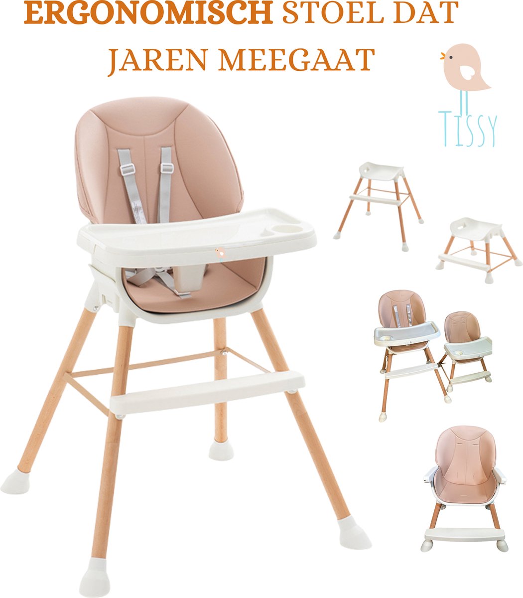 Tissy - Kinder eetstoel - Meegroei stoel - Innovatieve stoel - Kinderkruk - Eetstoel - Stoel - Clikk kinderstoel - Kinderstoelen - Moderne Design Kinderstoel - Roze kleur