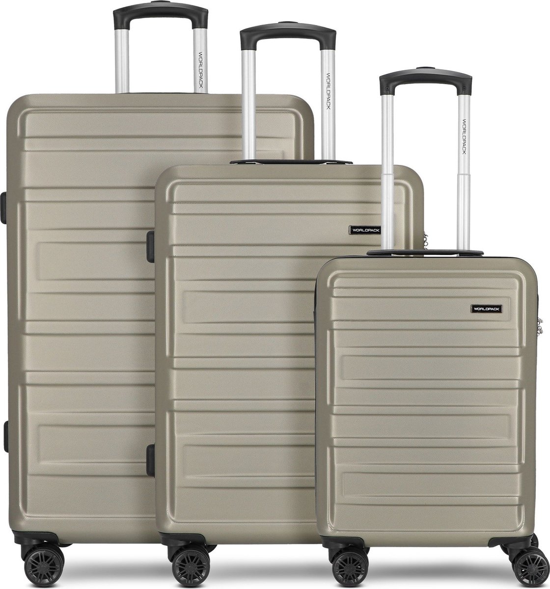 Worldpack New York 2.0 4 wielen Kofferset 3-delig - Harde bagage - Combinatieslot - champagner-metallic